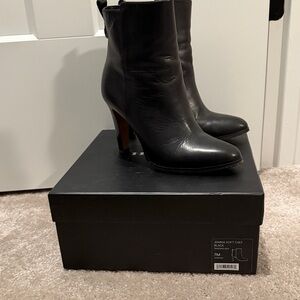 Coach Black Leather Pointed-Toe Ankle Booties